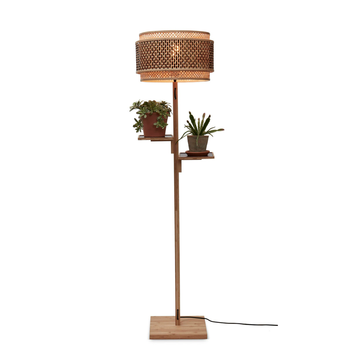 GOOD&MOJO vloerlamp Bhutan - bruin - Ø25cm