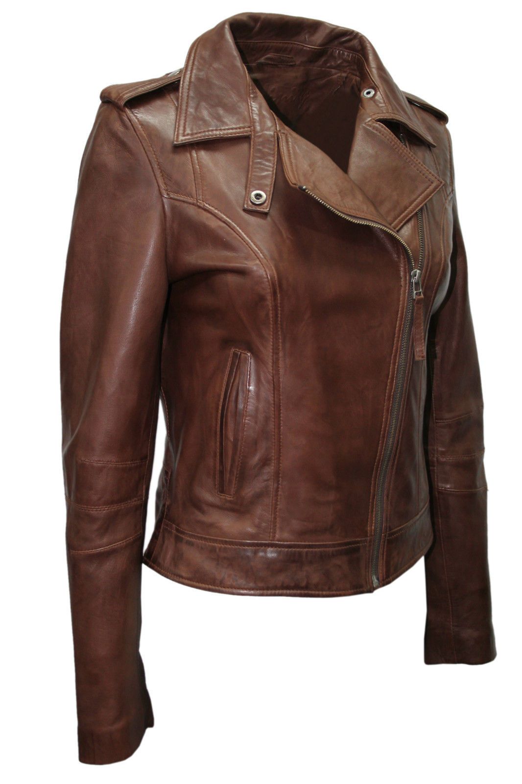 Infinity Leather Chestnut Leather Biker Jacket-Reynosa