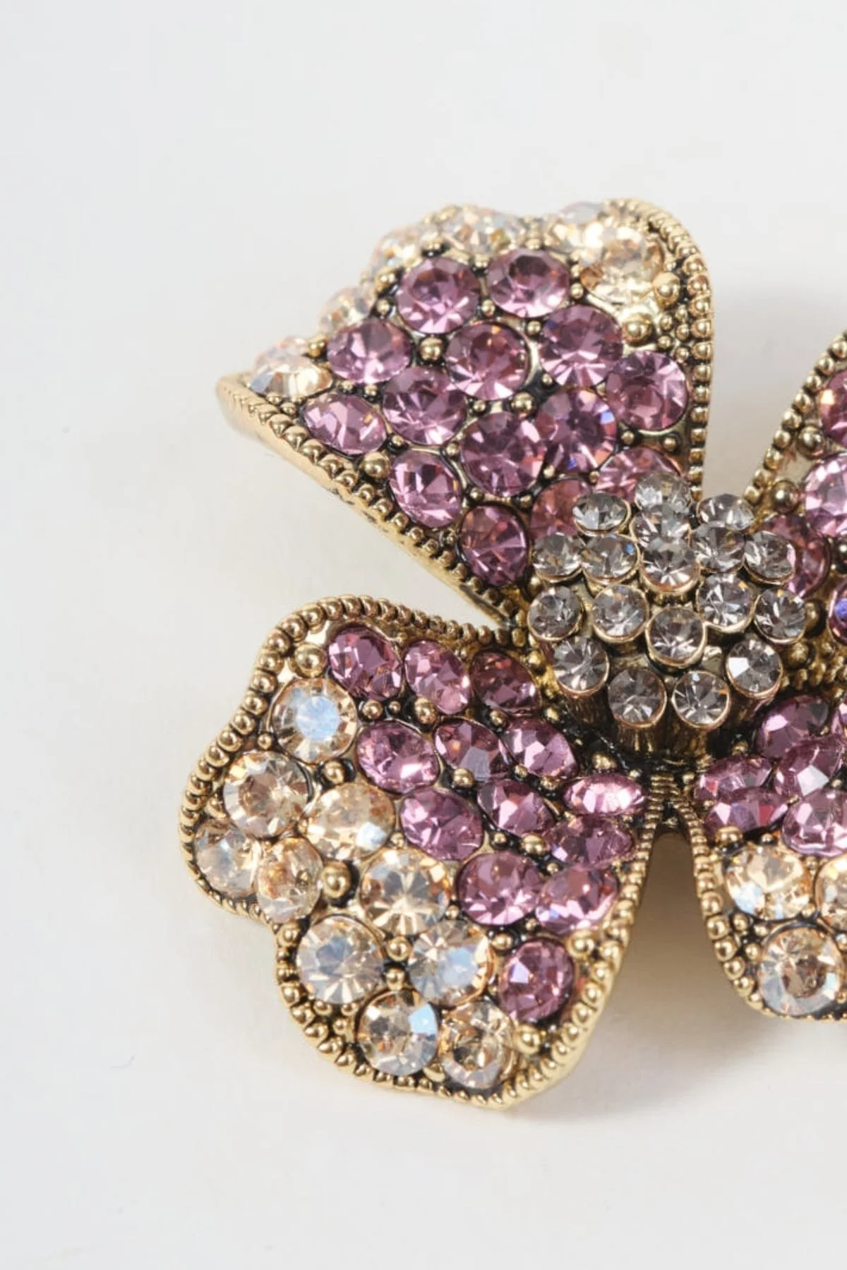 Purple Diamante Flower Brooch