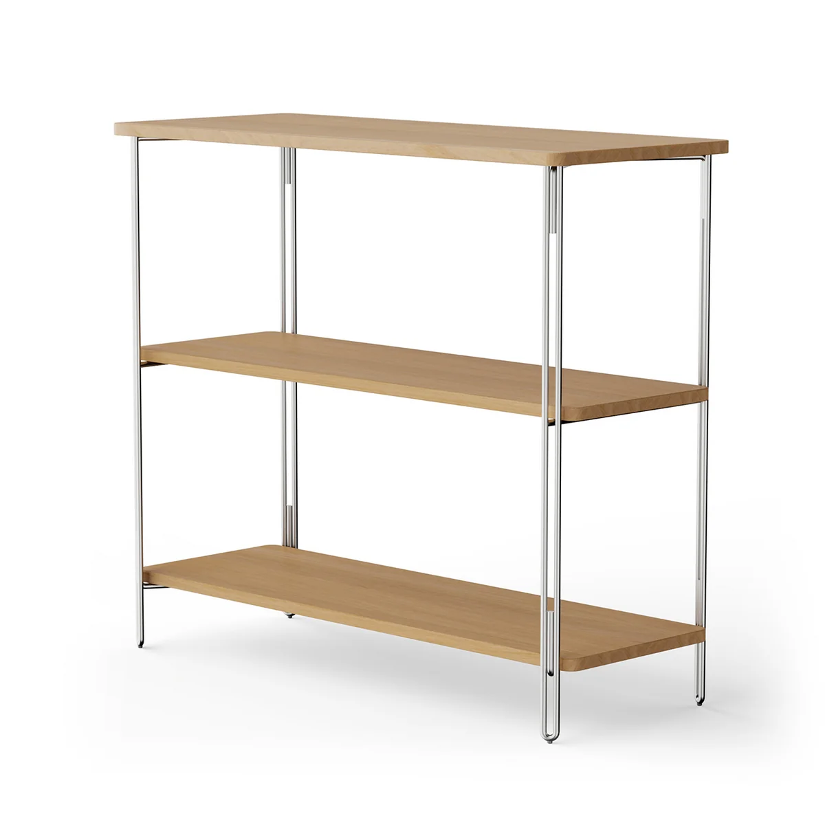NINE - Inline Standregal, Eiche / Edelstahl poliert