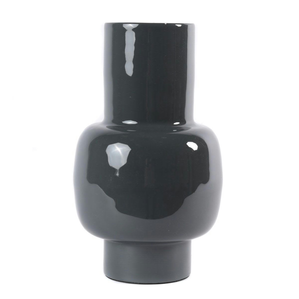 TALIE - Vase tendance art déco chic métal gris foncé h 36 cm