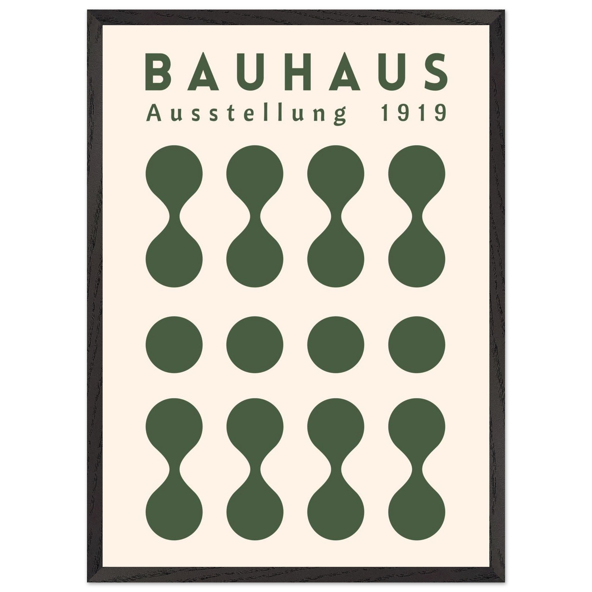 Artfulprints Poster met Lijst Bauhaus - Ausstellung green  - 50x70 cm - Donkergroen
