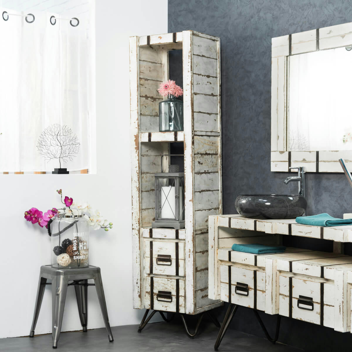 - Colonne salle de bain en mindi blanc H190cm