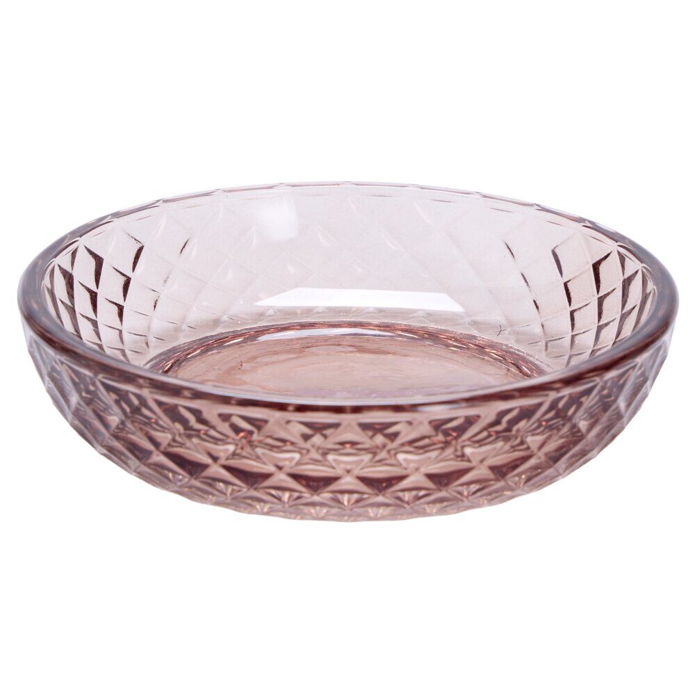 Porte-savon en verre ciselé Ø11cm (2&nbsp;modèles vert ou rose)