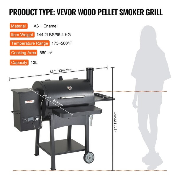 VEVOR Heavy Duty Charcoal Grill BBQ Portable Grill with Cart Outdoor Cooking - 53''