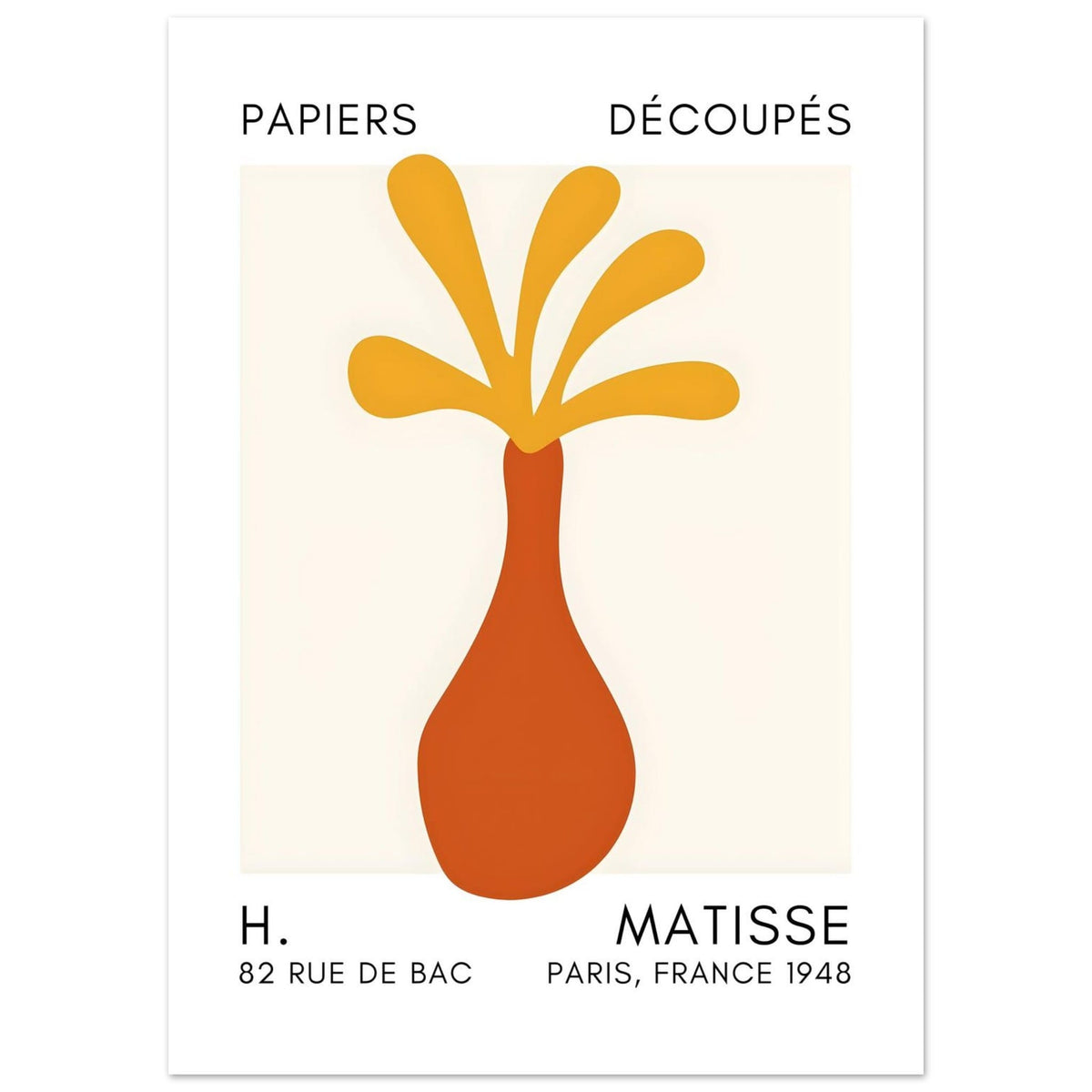 Artfulprints Poster Matisse - Ocean flower yellow  - 50x70 cm - Geel