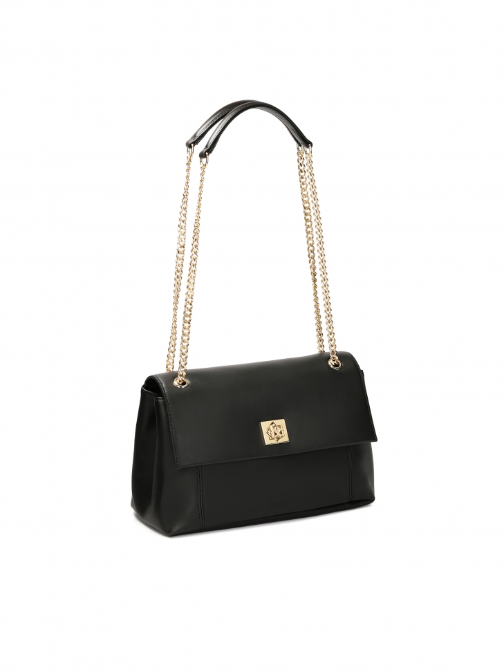 Black handbag with twist closure