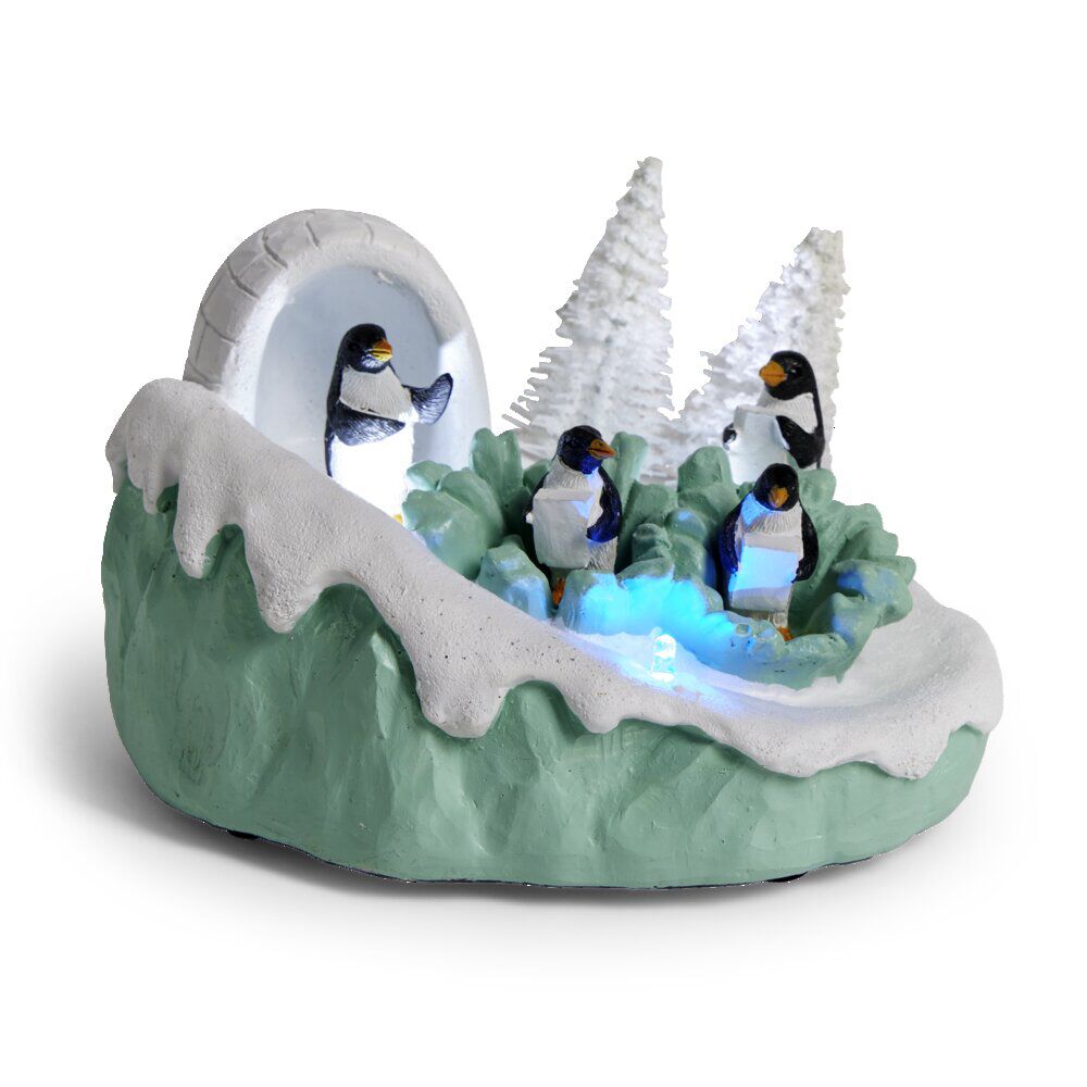 Scène lumineuse de No&euml;l banquise à piles H9cm