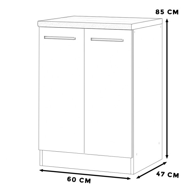 Szafka kuchenna stojąca z blatem blande 60cm wotan szary mat