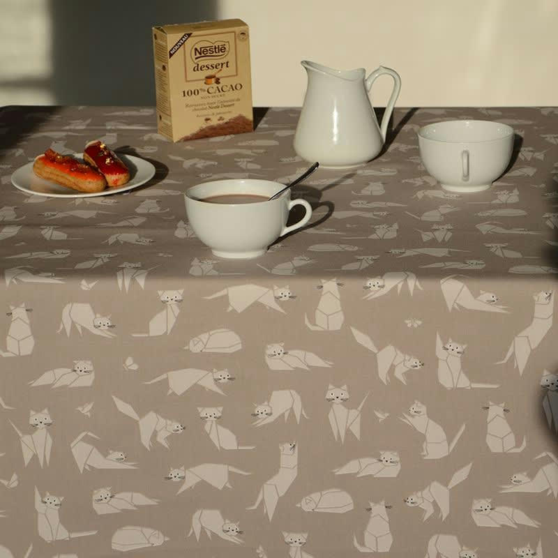 CHAT - Nappe enduite ronde 160 x 160 cm taupe