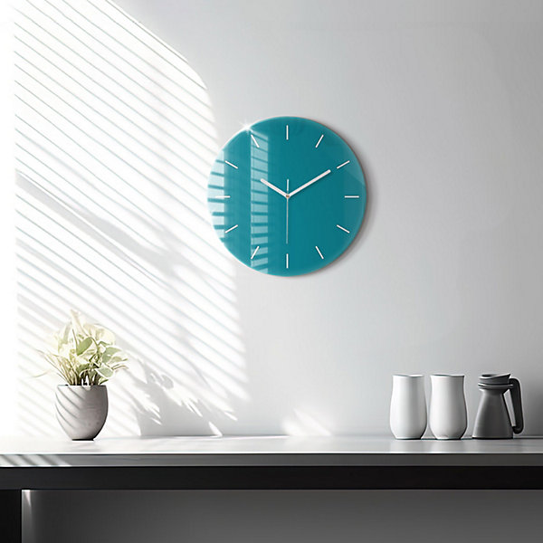 Horloge murale Wallfluent fi30 cm Aiguilles blanches Bleu turquoise 1 pcs