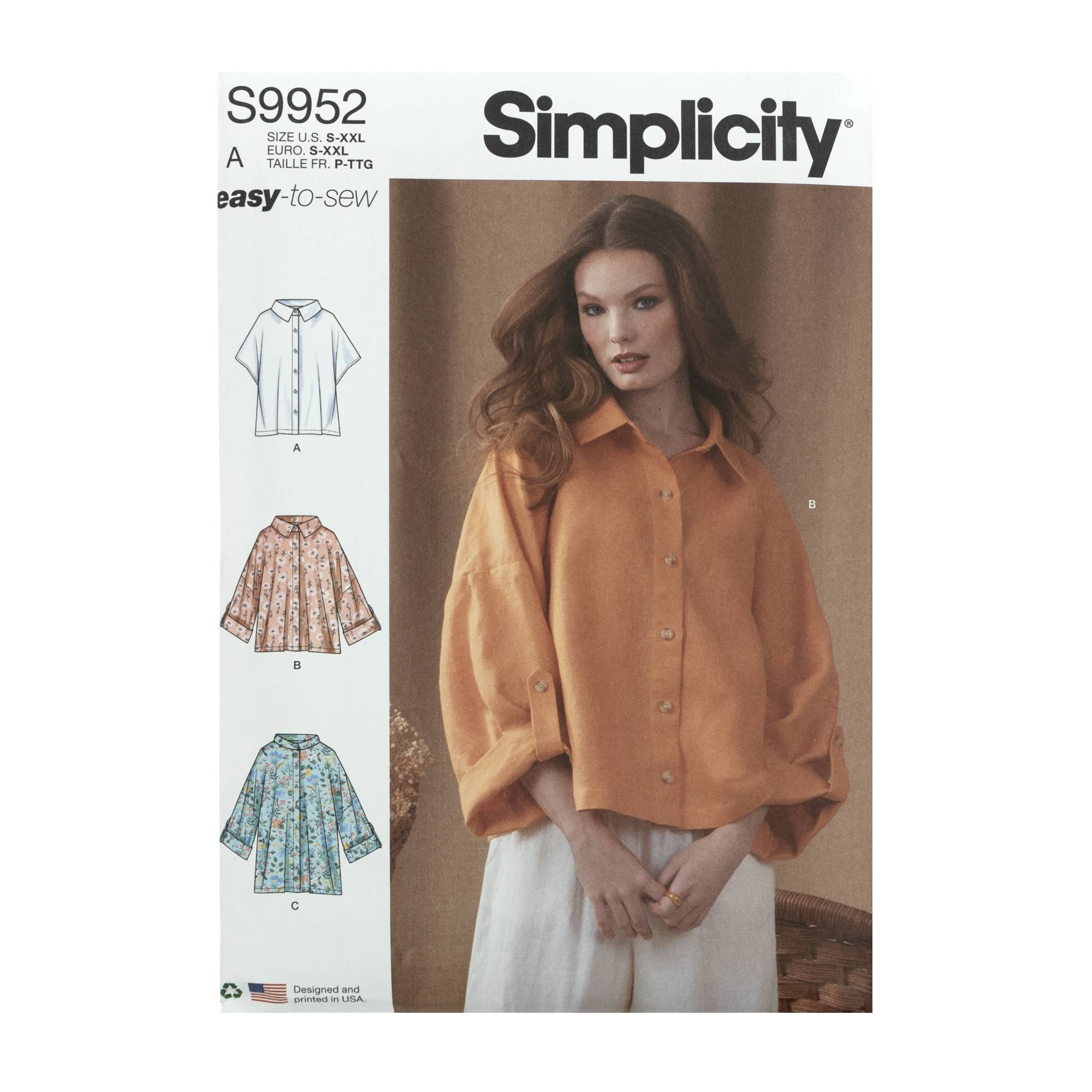 Simplicity Women’s Shirt Sewing Pattern S9952 (S-XXL)