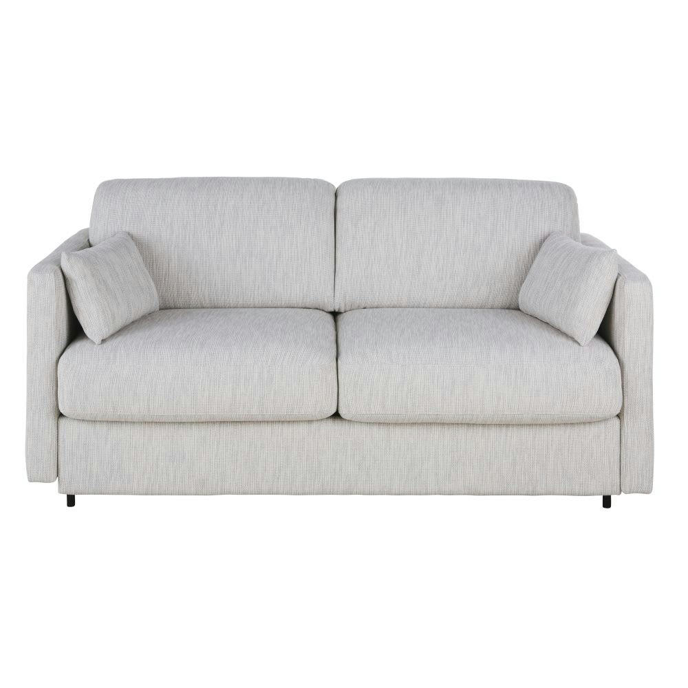 Julian - Canapé convertible 2/3 places en textile recyclé gris clair, matelas 18 cm