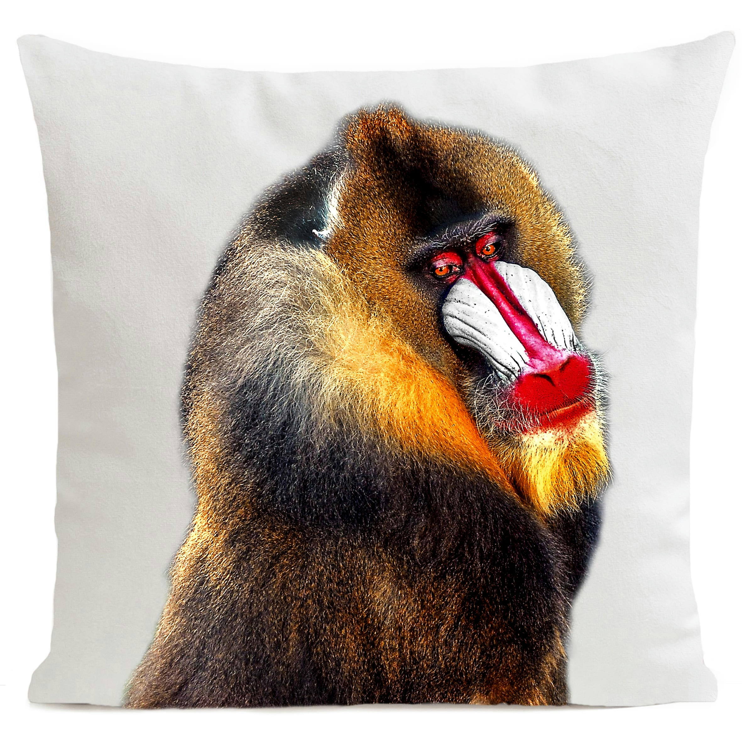 - Coussin tropical singe suédine blanc 40x40cm