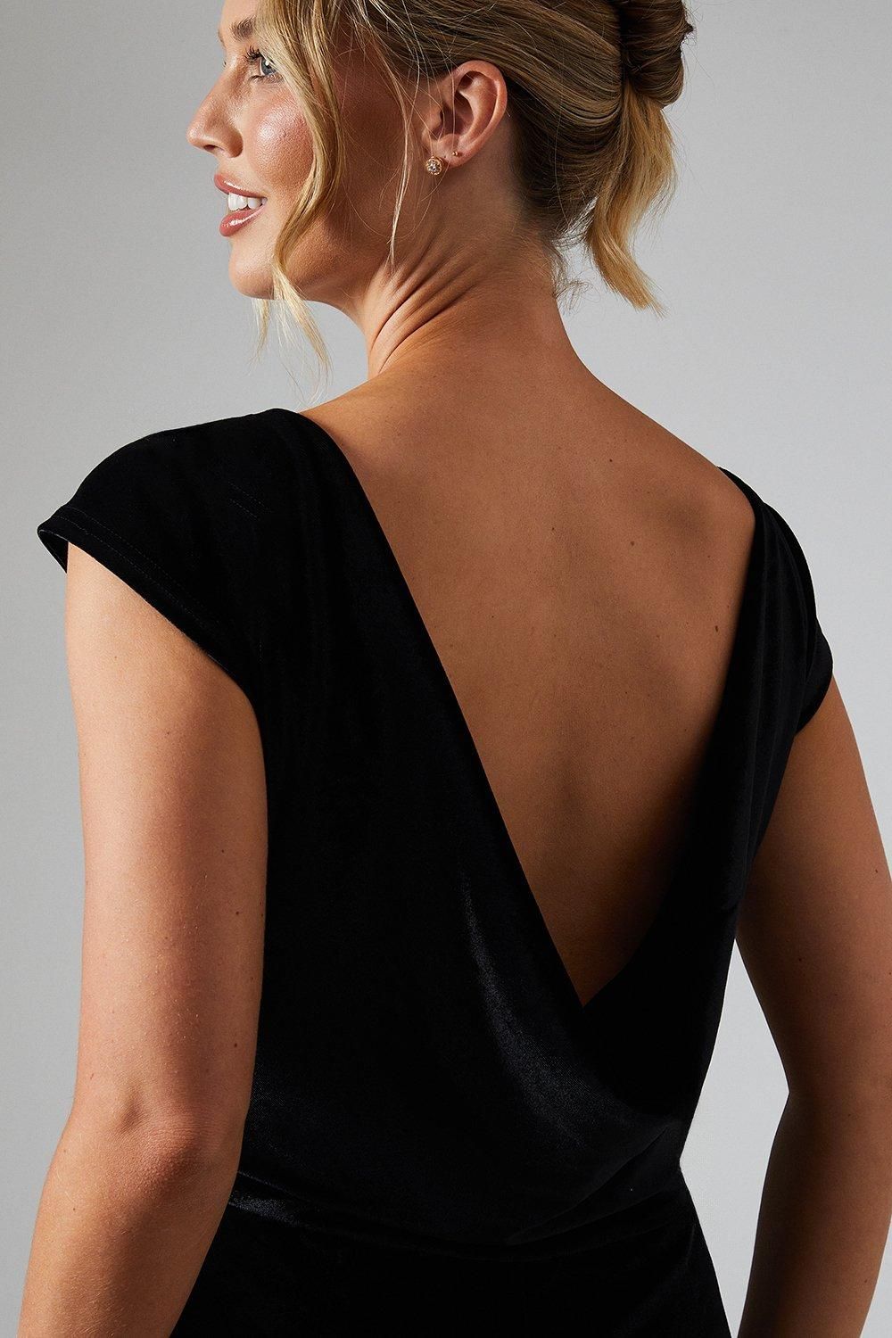 Coast Cap Sleeve Cowl Back Velvet Bridesmaid Dress