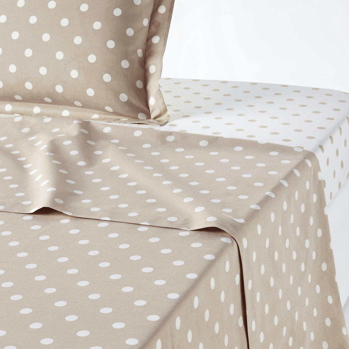 Drap pur coton imprimé pois, Clarisse