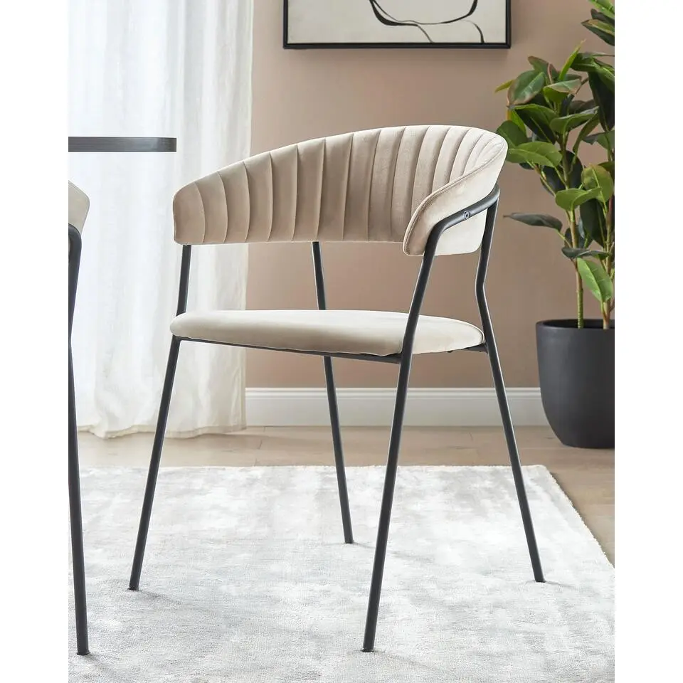 MARIPOSA - Eetkamerstoel set van 2 - Taupe- Fluweel