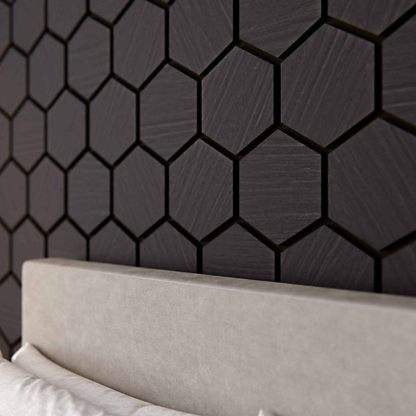Lot de 2 Panneaux Hexagonaux H. 76 cm L. 62 cm - Chêne Noir Feutre Noir