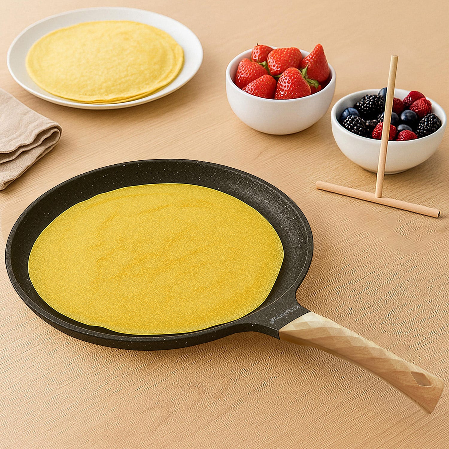 Padella crepes 28 cm con spatola Crepes Magie grigia