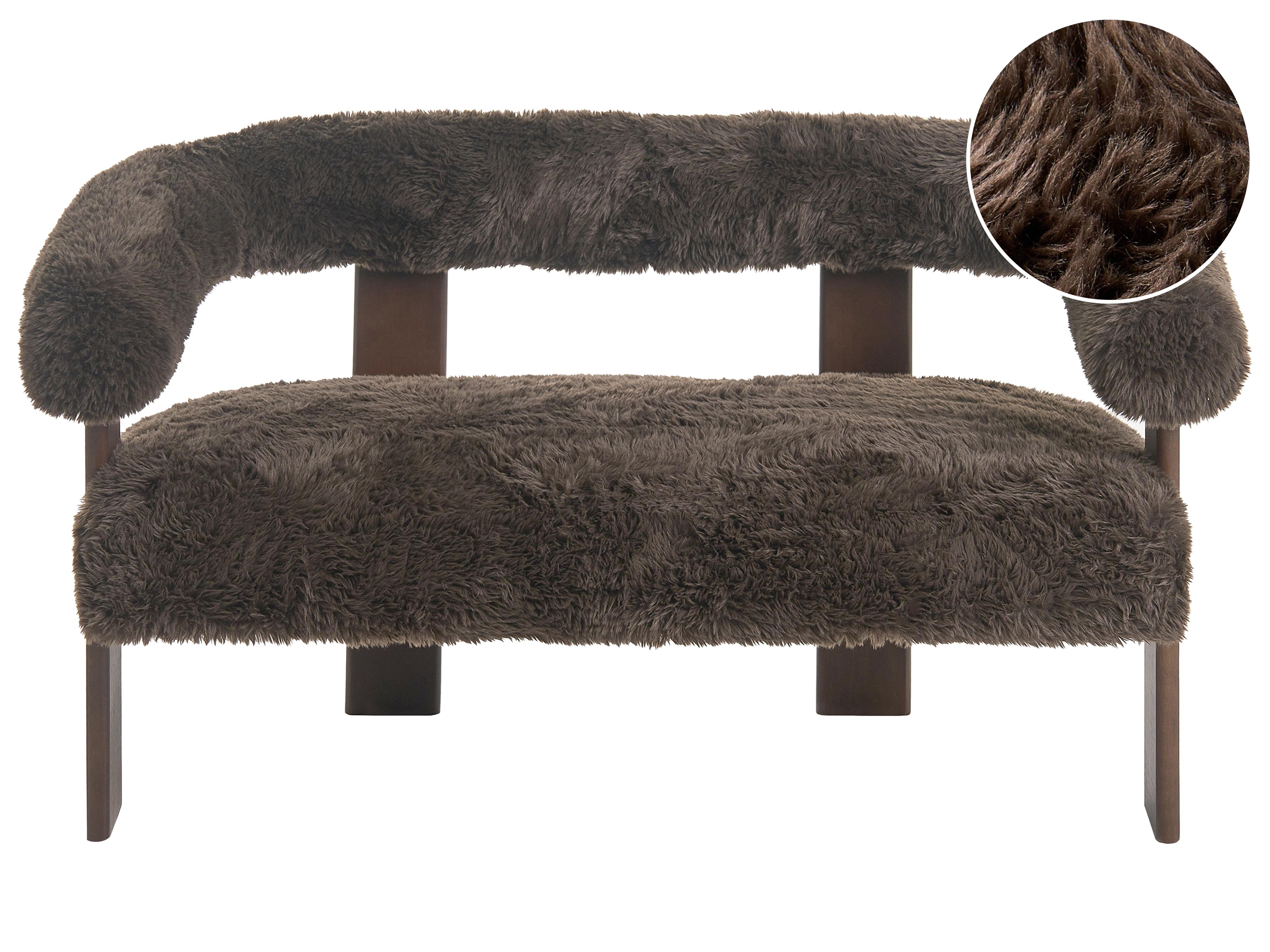 Sofa 2 Seater ILBRO Faux Fur Dark Brown
