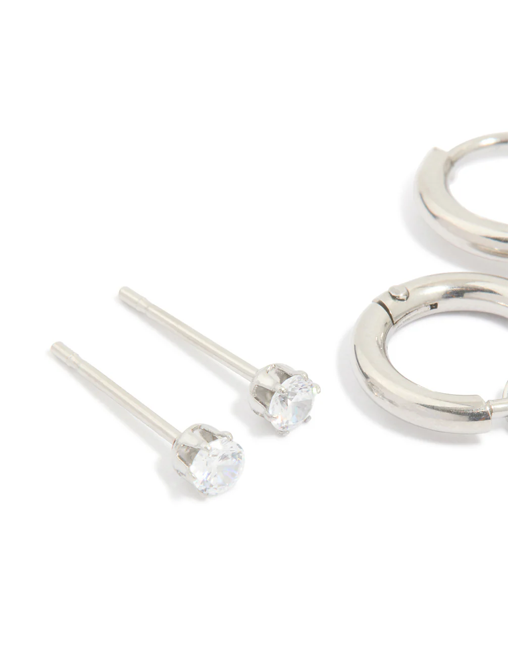 Waterproof Stainless Steel Cubic Zirconia Stacking Earrings 4-Pack