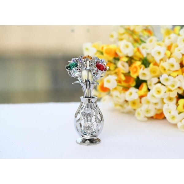 Flowers Bouquet and Vase w/ Colorful Matashi Crystals