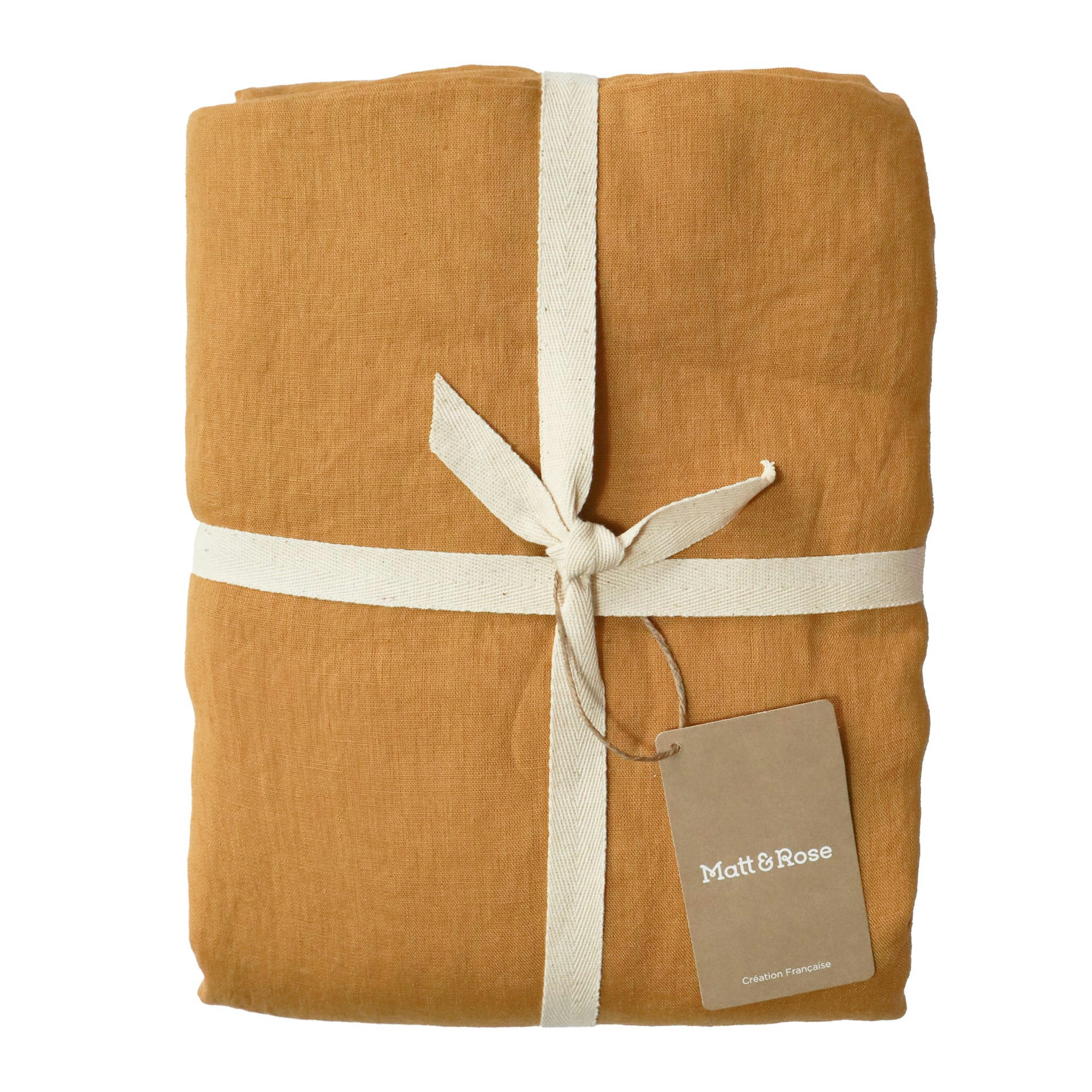 LIN LAVE - Parure de lit unie en lin lavé Caramel 240x220+2x65x65cm