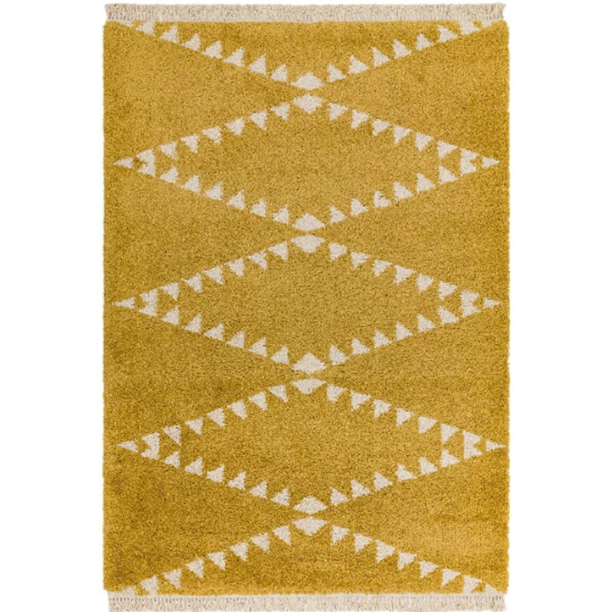 DIKO - Tapis style berbère en Polypropylène Jaune moutarde 120x170 cm