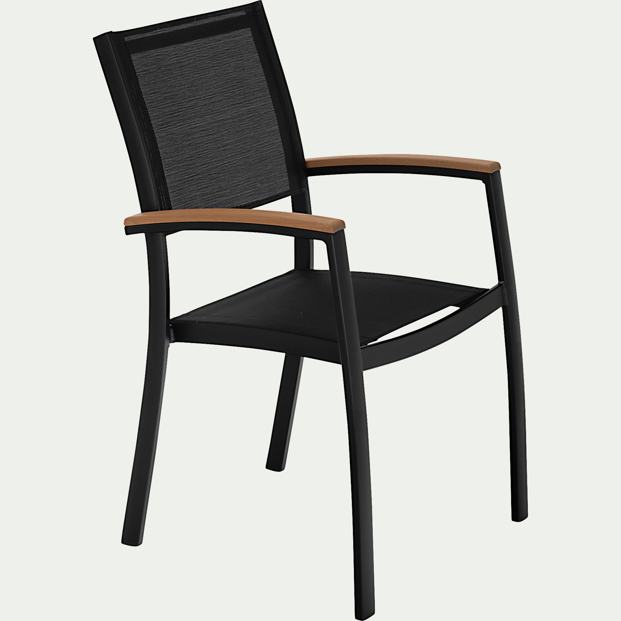 DOLE - Chaise de jardin empilable avec accoudoirs en aluminium - noir