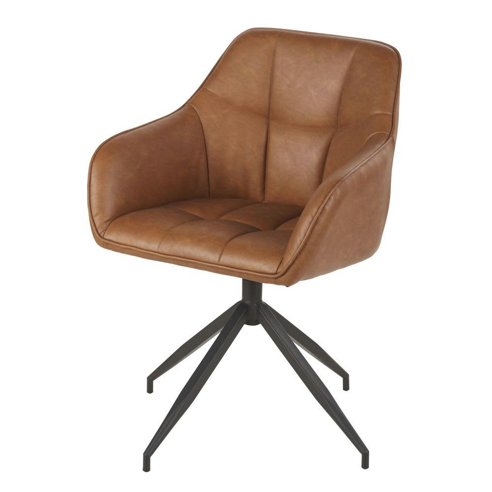 Willy - Fauteuil pivotant en textile enduit marron