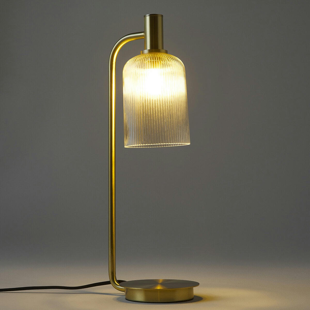 Lampe à poser laiton et verre strié, Bogota