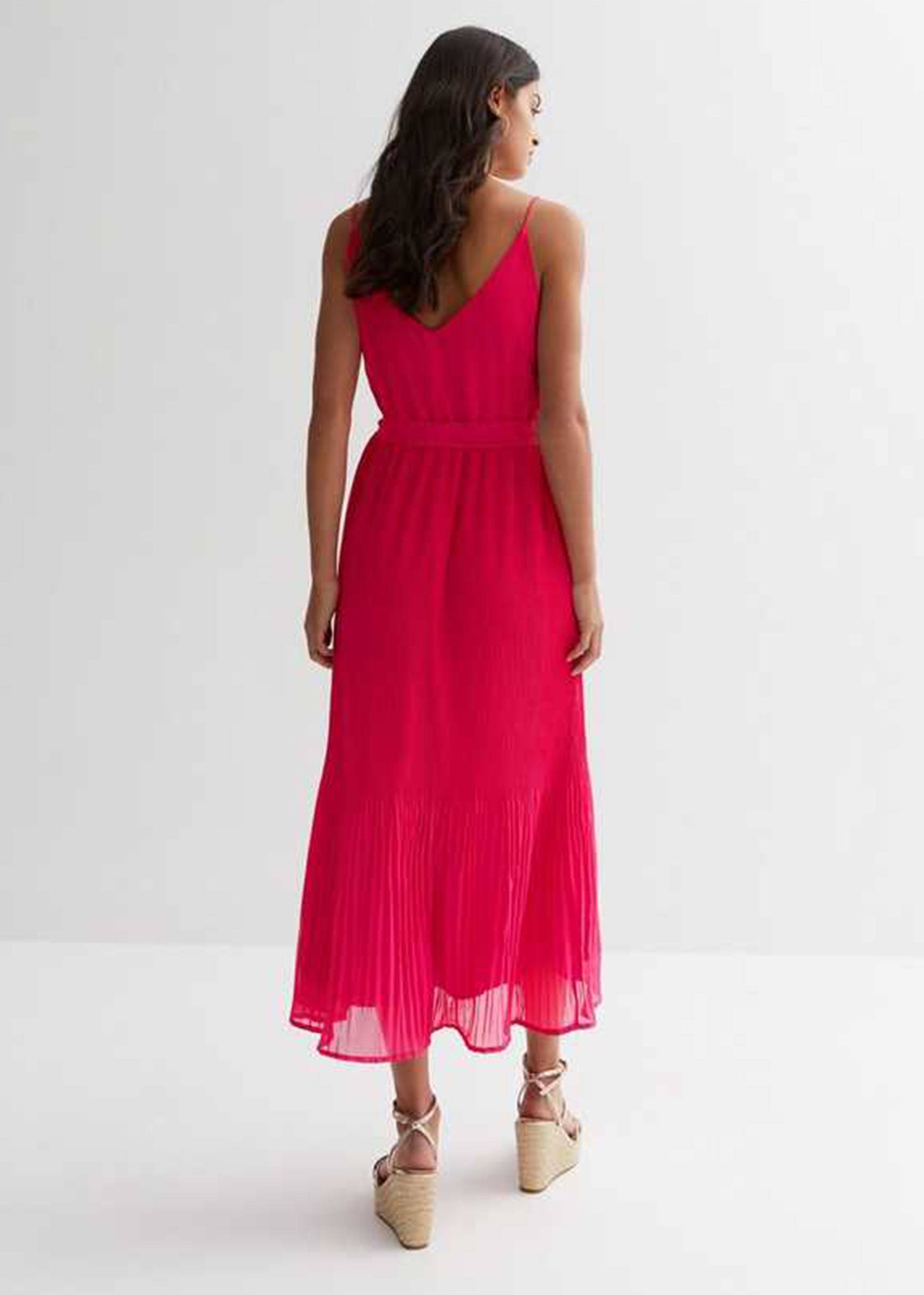 Gini London Pink Cami Top Pleated Midi Dress