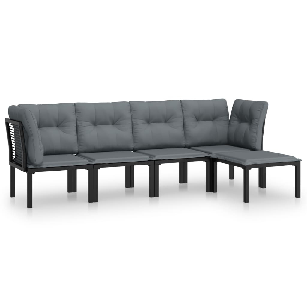 Zestaw wypoczynkowy do ogrodu Czarny Stal 2x narożna   2x sofa środkowa