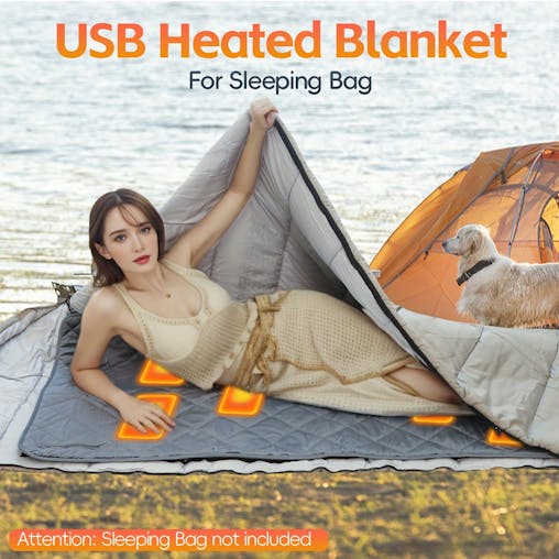 NNETM USB Heated Sleeping Bag Pad 5-Level Adjustable