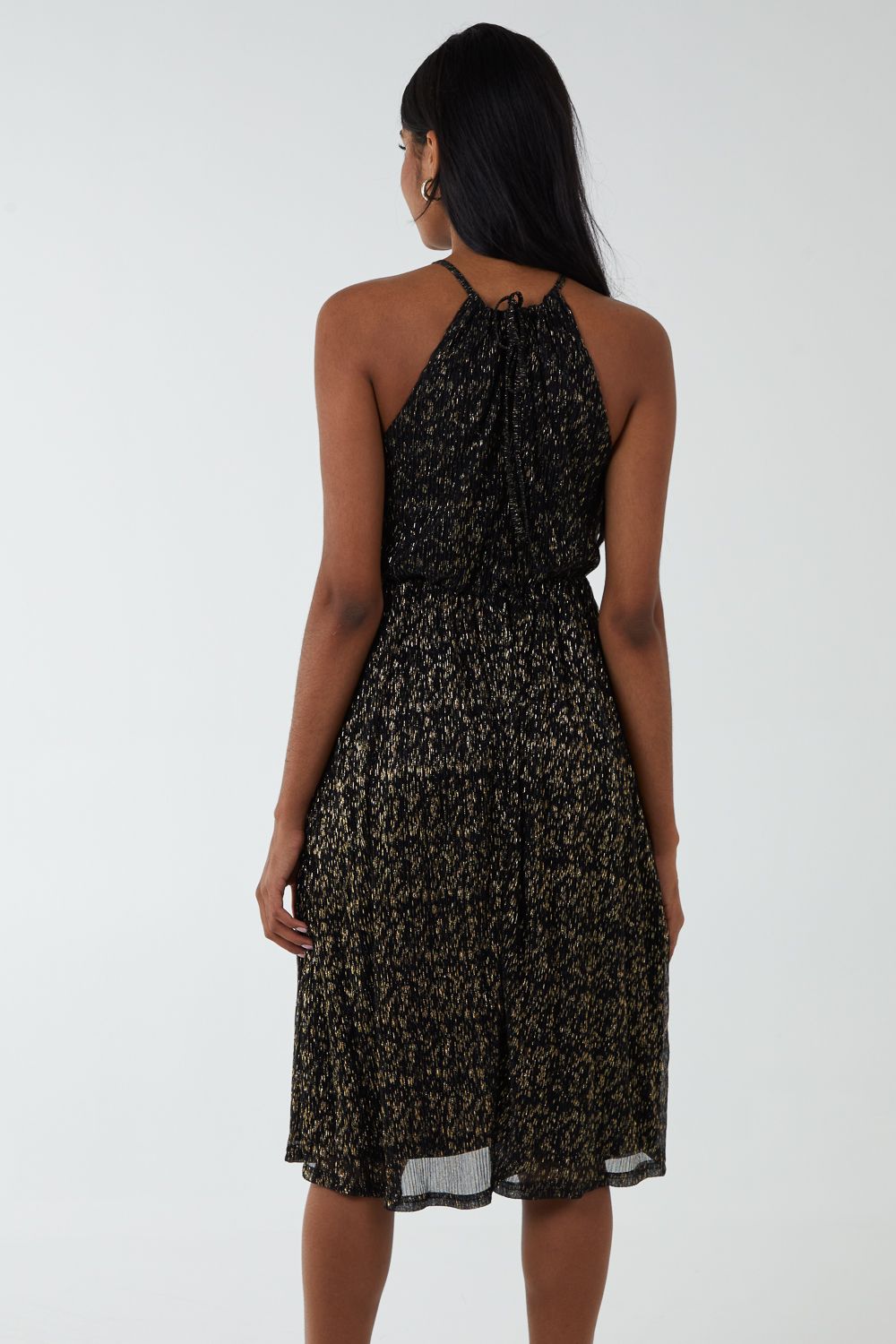 Blue Vanilla Blouson Halterneck Midi Dress