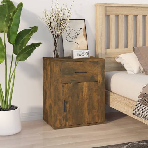 NNEVL Bedside Cabinet Smoked Oak 50x36x60 cm Engineered Wood