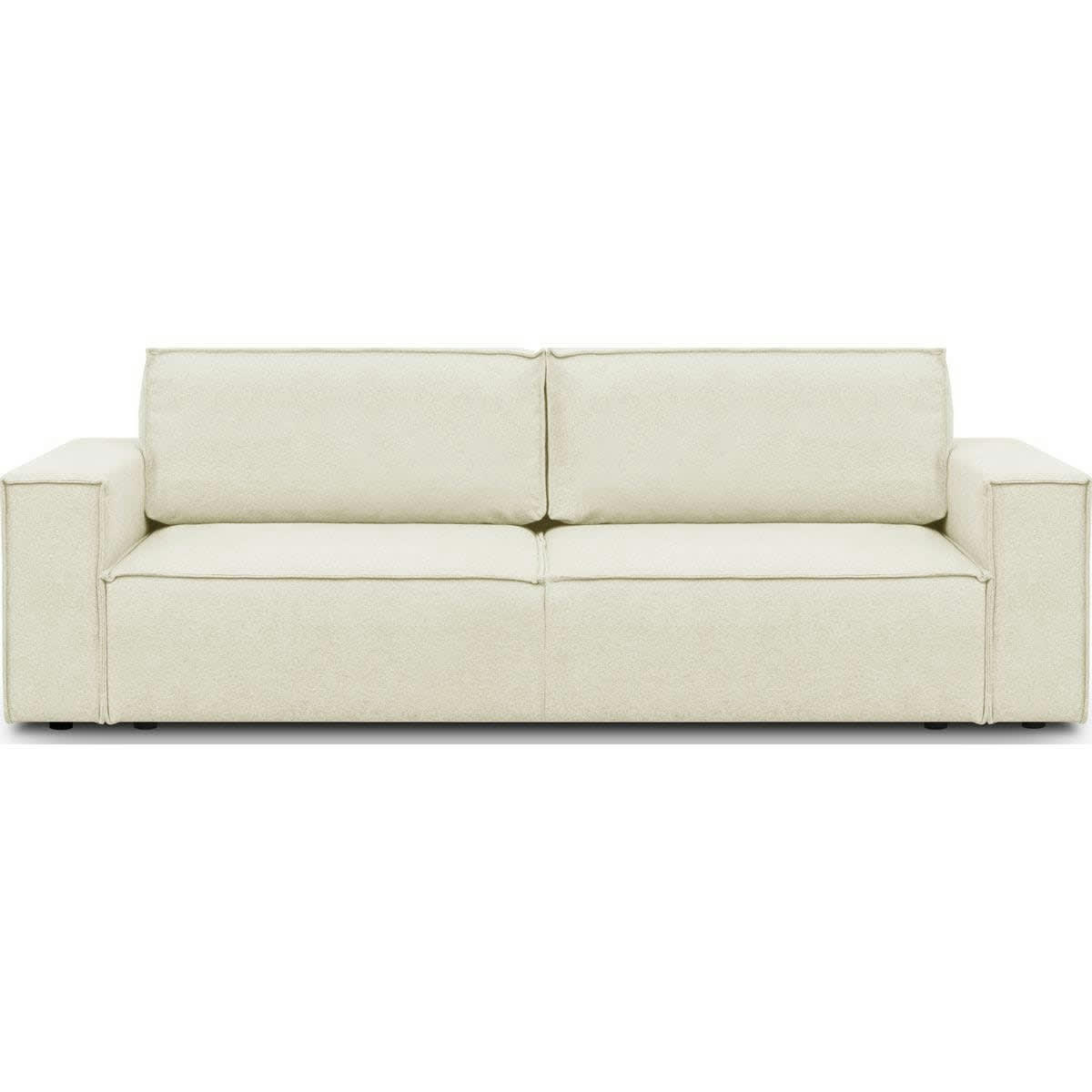 HARPER NEW - Canapé 3 places convertible + coffre en tissu ivoire