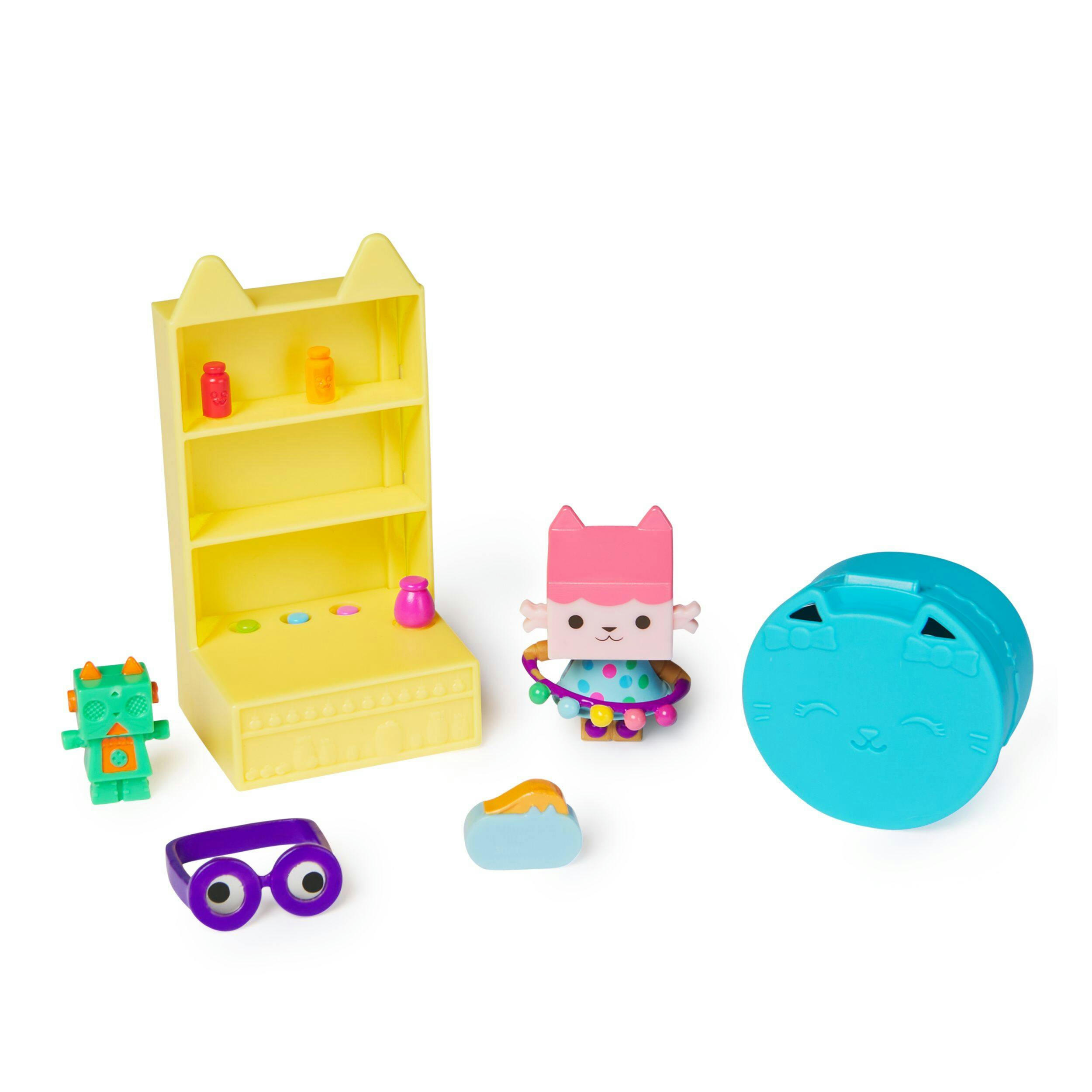Gabby’s Dollhouse, Celebration Series Baby Box Cat Bobble Figure with Dollhouse, Kids Toys for Ages 3 and Up