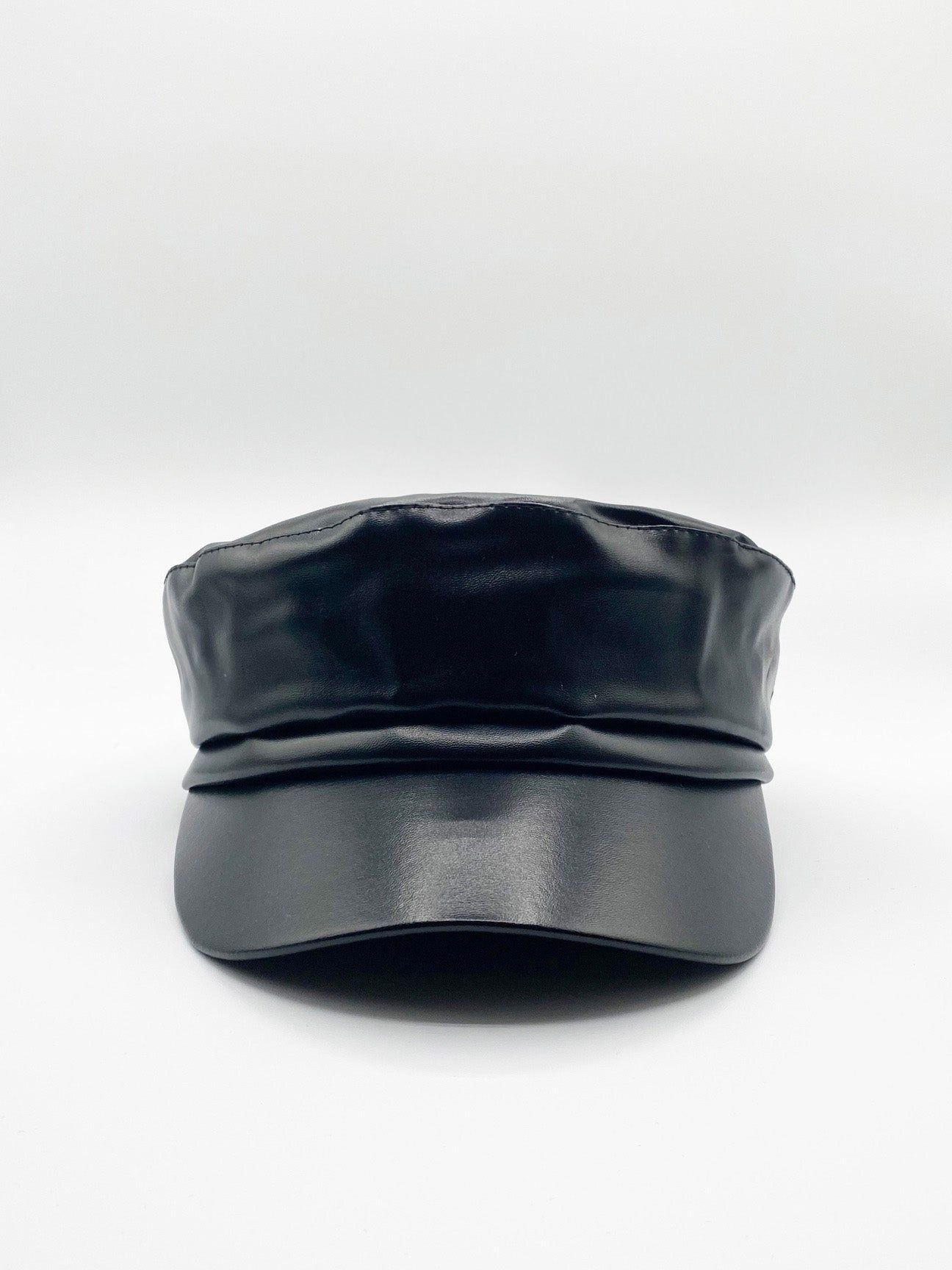 SVNX Penelope PU Leather Baker Boy In Black