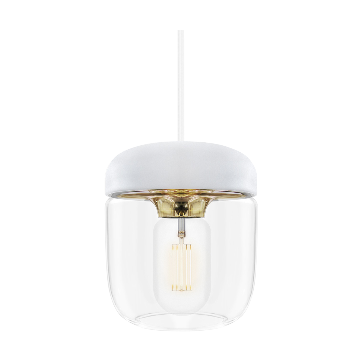 Umage Acorn hanglamp wit met brass - met koordset wit - Ø 14 cm