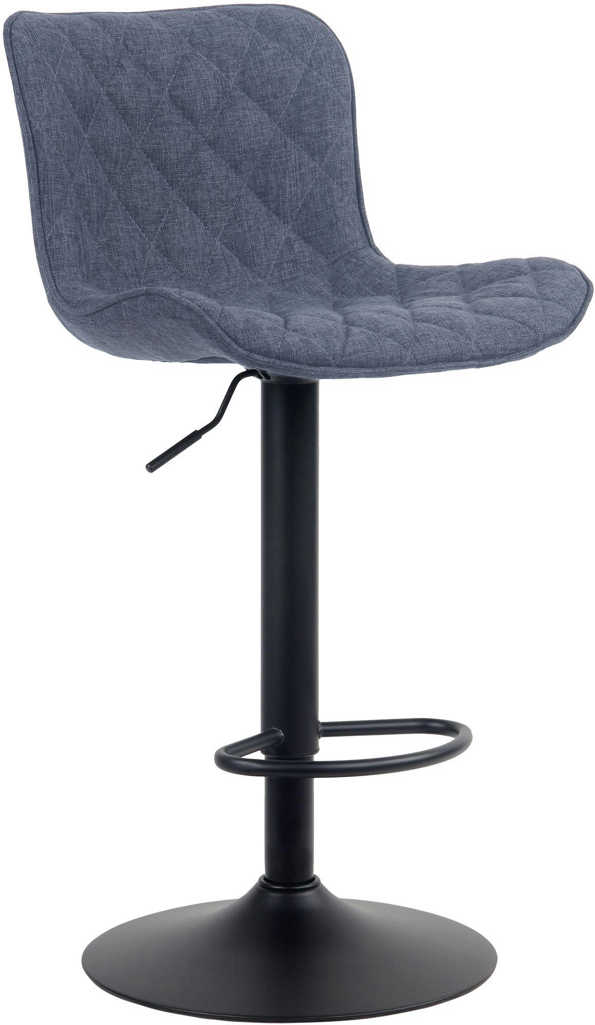 EMMA - Tabouret de bar ajustable pivotant tissu Bleu