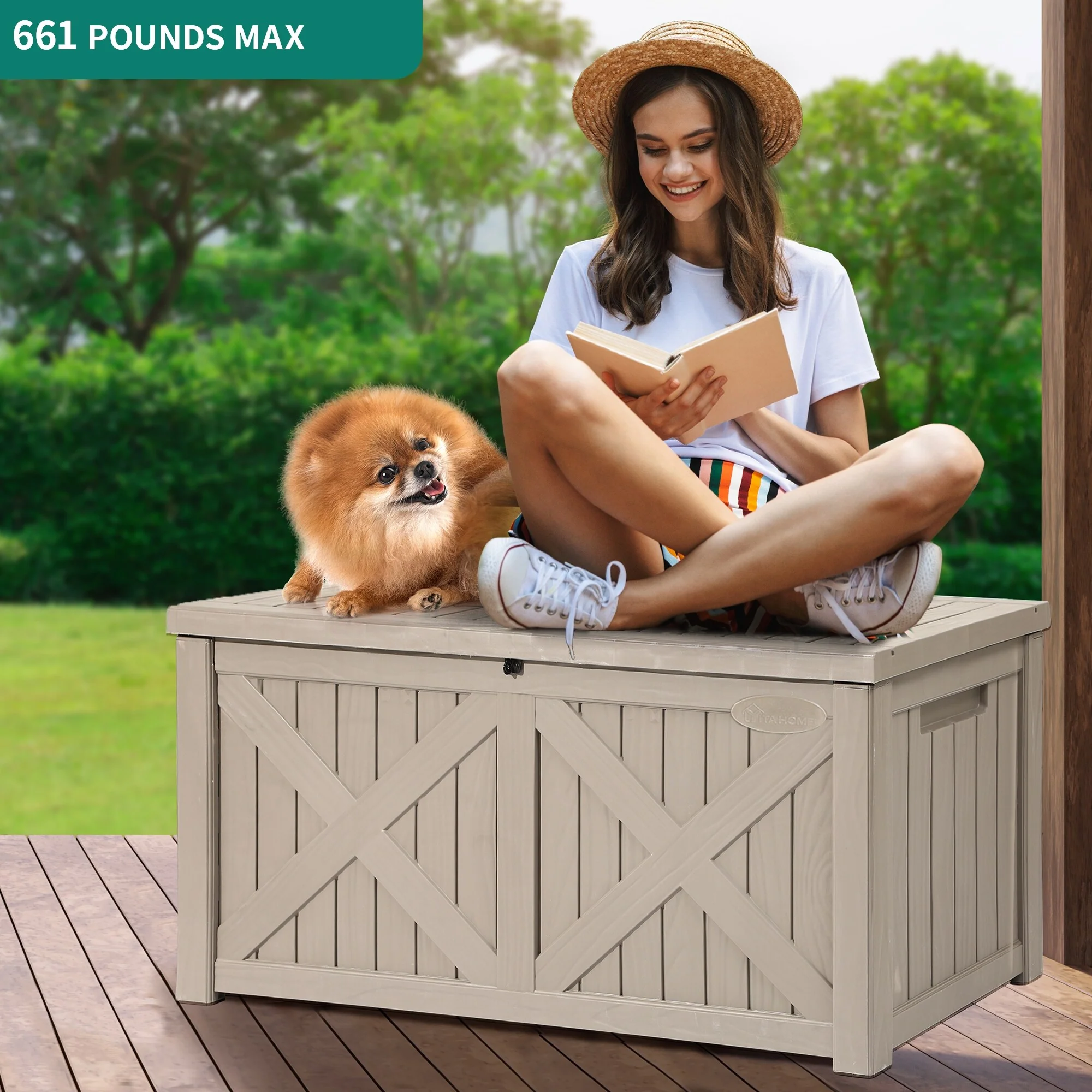 120 Gallons Water Resistant Resin Lockable Deck Box