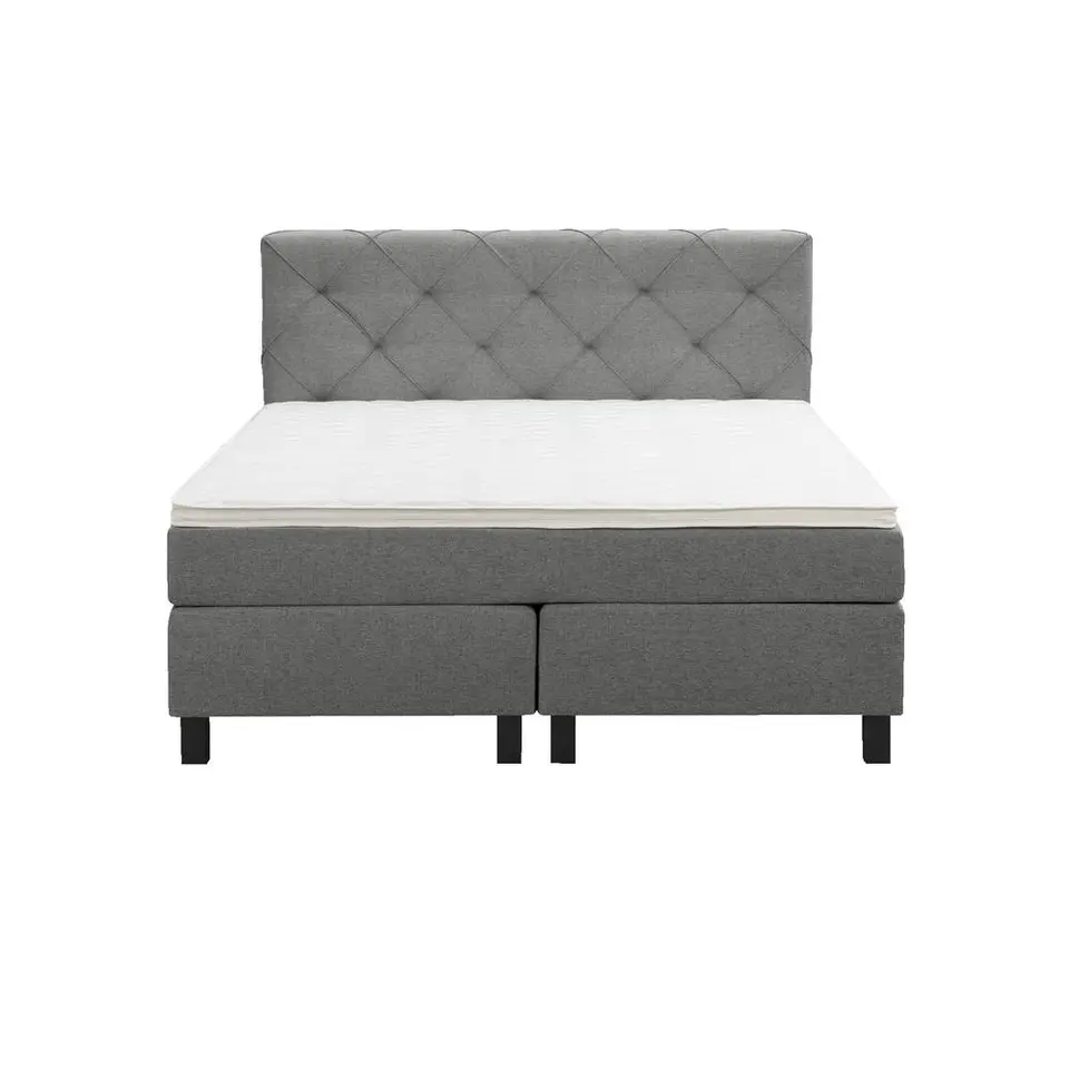 Boxspring Liv geruit - lichtgrijs - 140x200 cm - vierkante poot