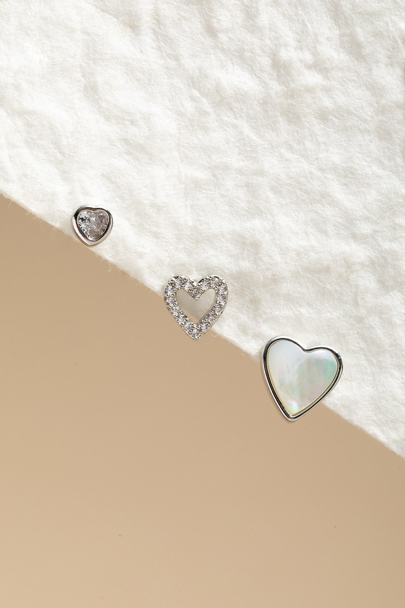 Angela Mixed Heart Earring Set