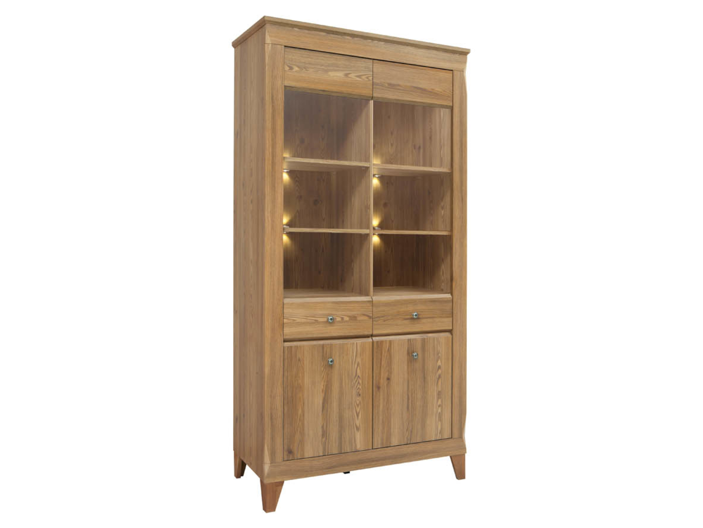 Witryna Bergen 102 cm z 4 drzwiami modrzew sibiu złoty