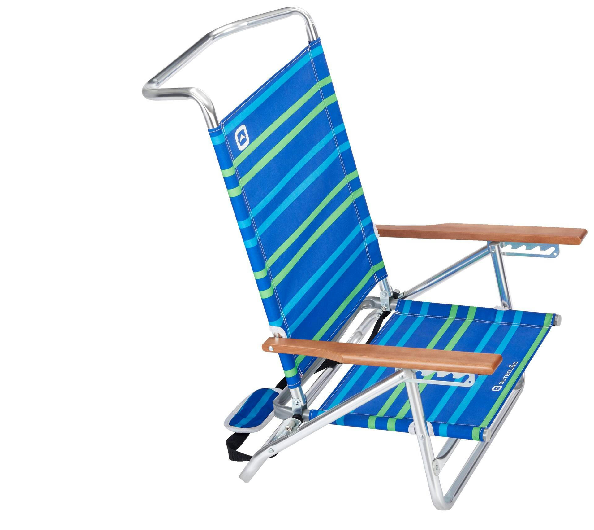 Outbound Brighton Portable Folding Low-Profile Beach Chair w/ Adjustable High Back & Cup Holder