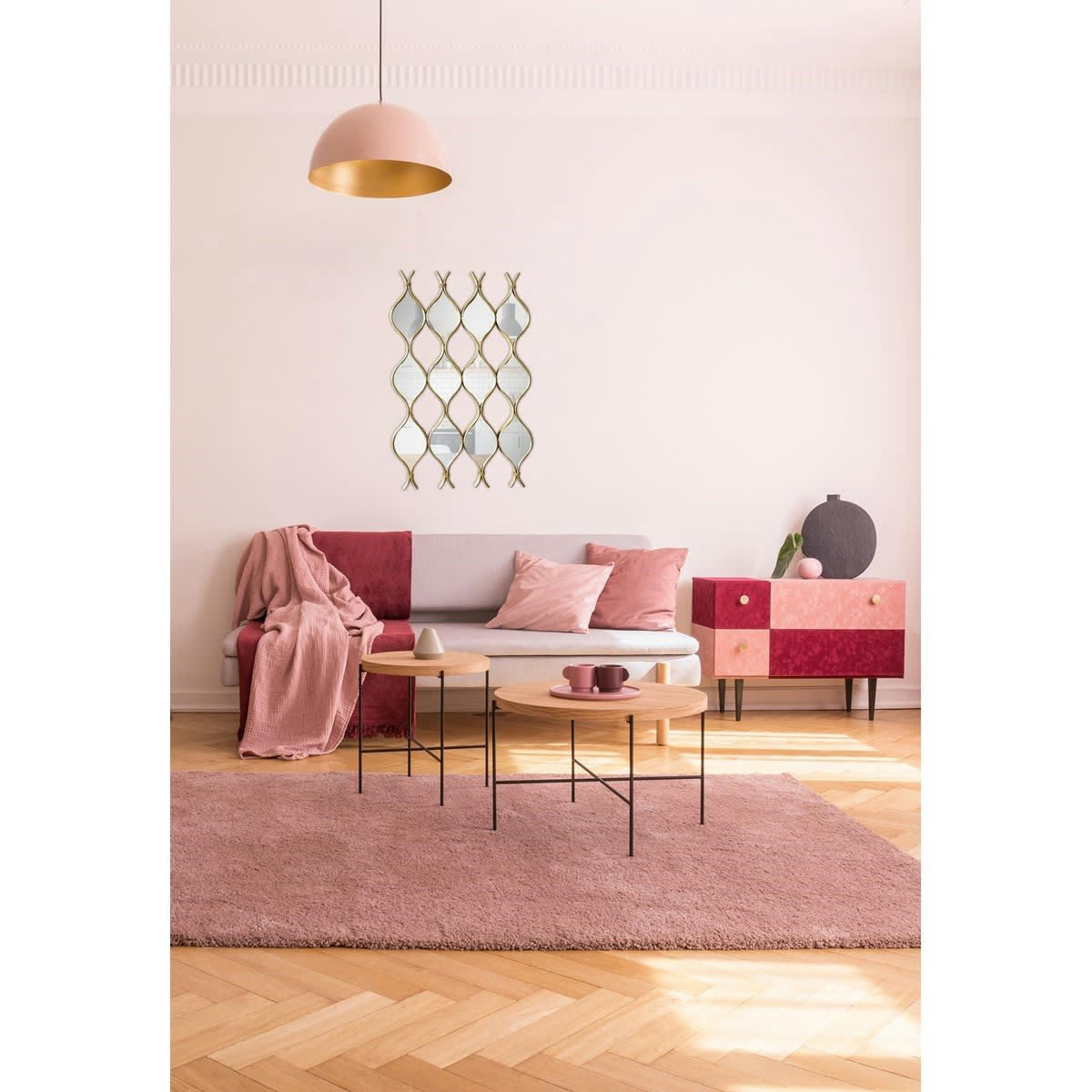 MIROIR ZIG ZAG EN 4 PARTIES - Miroir zig zag en 4 parties métal doré 96,5x62cm