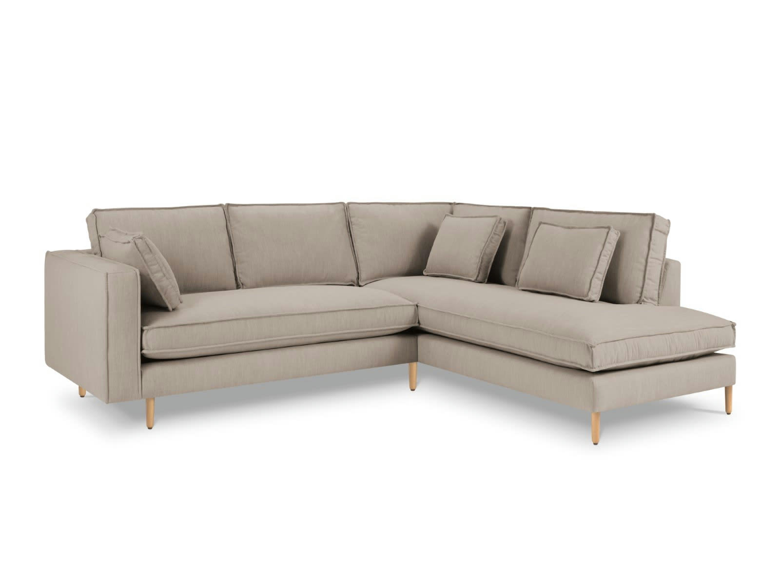 ALEXIS - Canapé D'Angle Droit 5 places en Tissu Structurel Beige Foncé