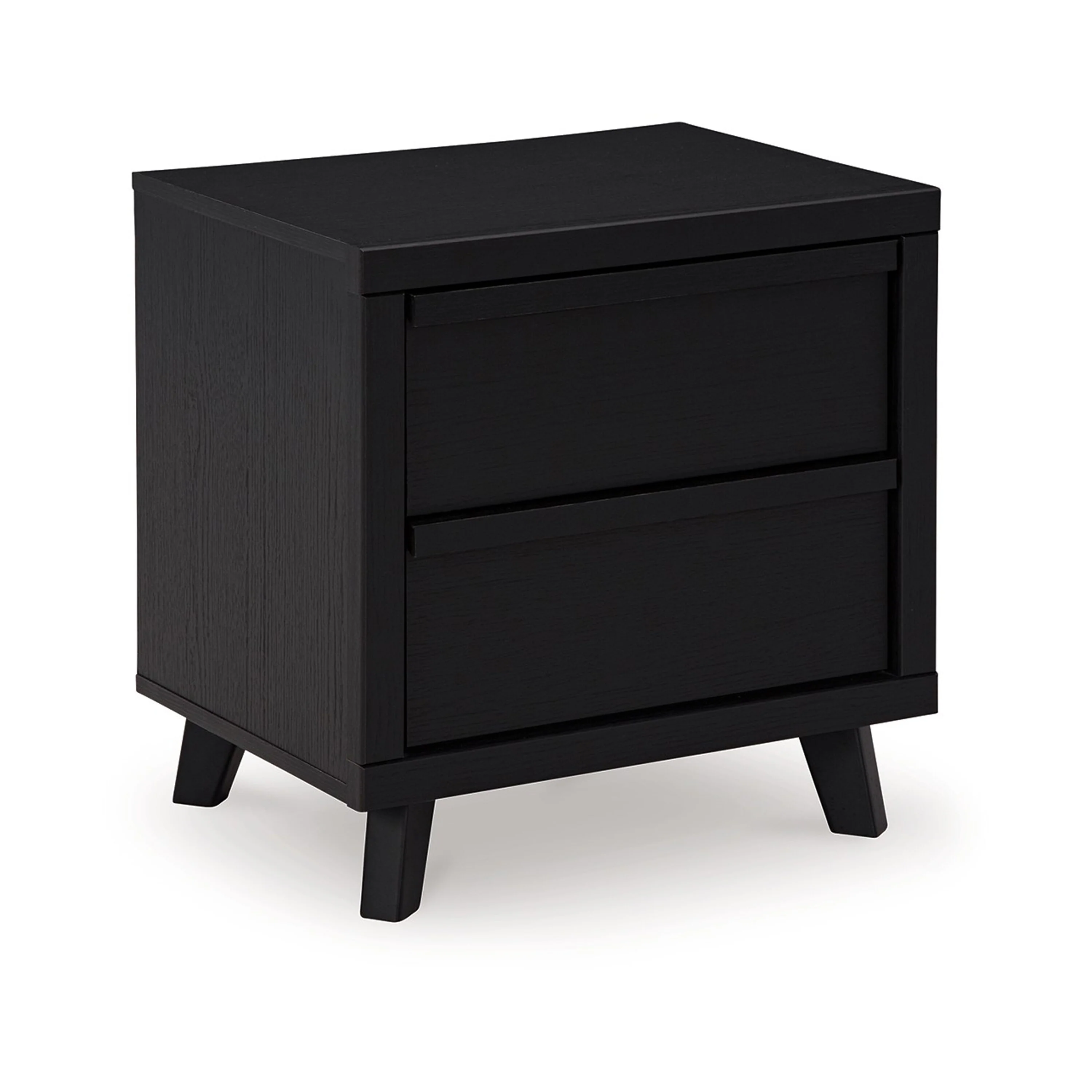 Danzi Nightstand, 2 Storage Drawers, 22 Inch, Modern Black Laminate