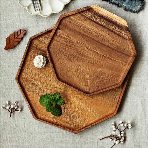 SOGA 25cm Octagon Wooden Acacia Food Serving Tray Charcuterie Board CenterpieceHome Decor